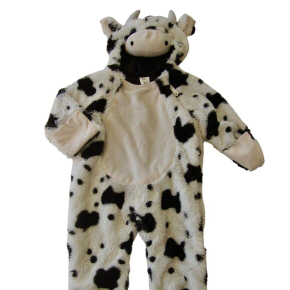 Baby 1-Piece Plush Cow Costume Size 18-24 Mos Black White Holstein HALLOWEEN - Picture 1 of 4